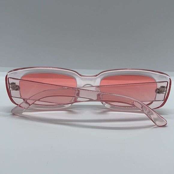 NWT Rectangle Retro Clear Pink Sunglasses 90’s - Picture 7 of 8